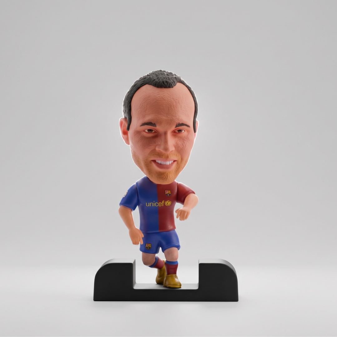 Andrés Iniesta - Fantasmita - Barcelona Tiki Taka - Frame Coleccionable 9×9 cm Fanble