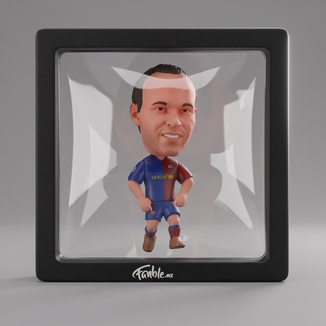 Andrés Iniesta - Fantasmita - Barcelona Tiki Taka - Frame Coleccionable 9×9 cm Fanble