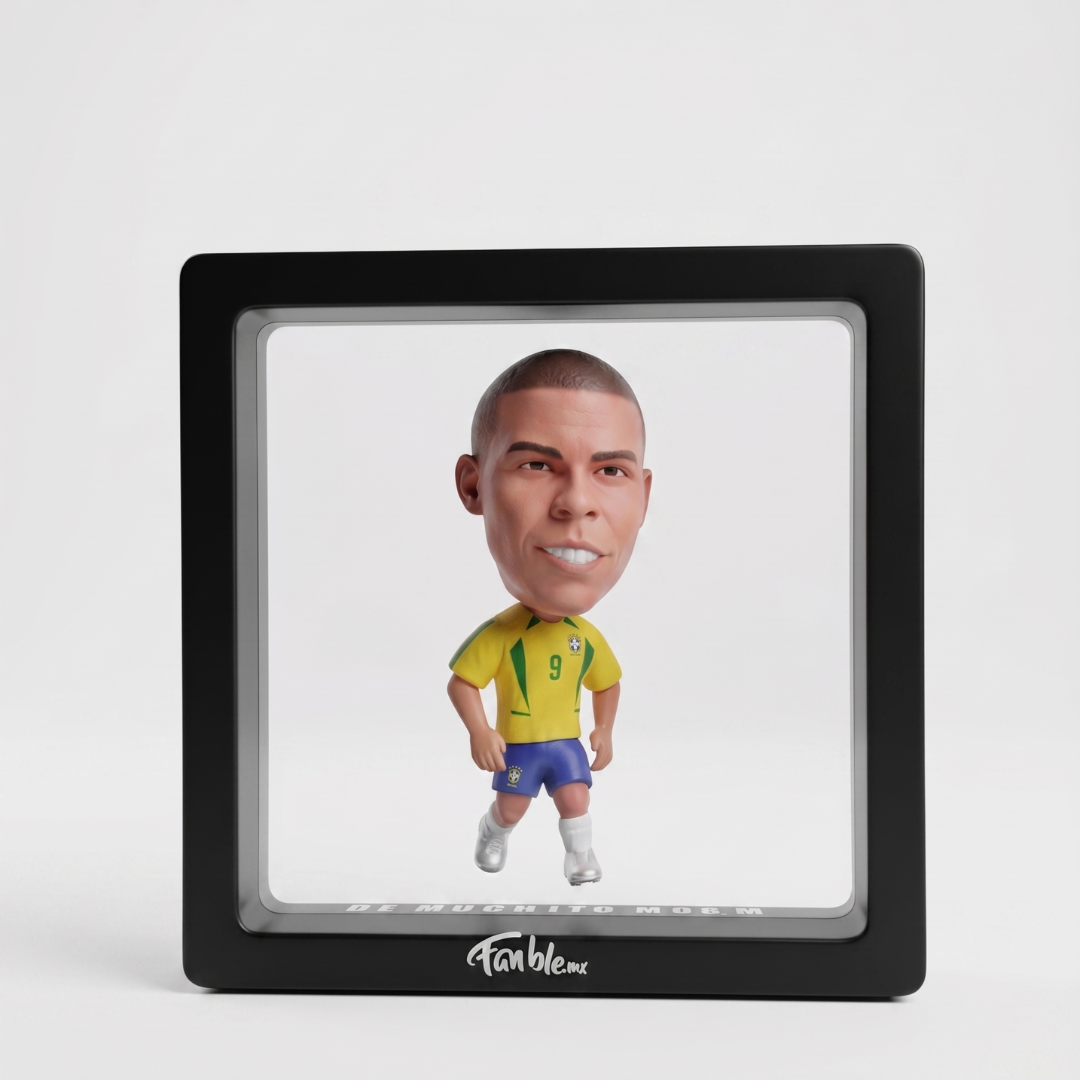 Ronaldo Nazário - El Fenómeno - Brasil - Frame Coleccionable 9×9 cm Fanble